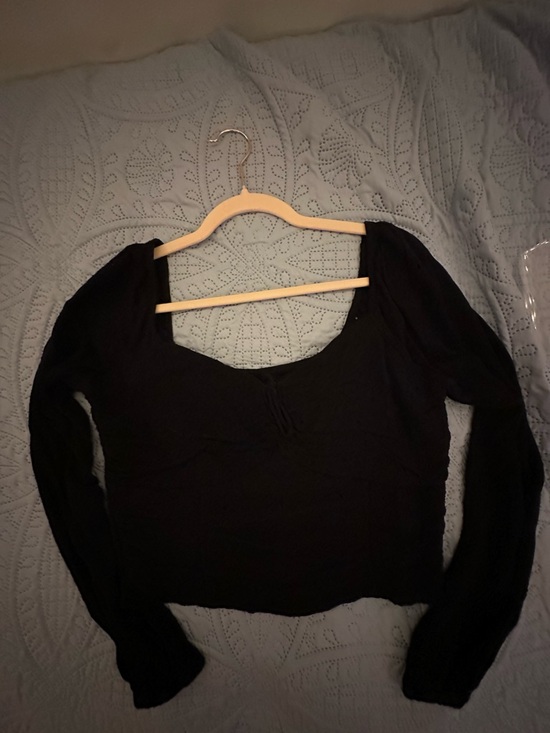 Hollister Tops - Hollister Black Long-Sleeve Square Neck Fitted Top